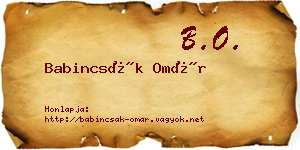 Babincsák Omár névjegykártya
